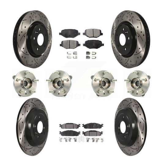 Hub Bearing Coat Brake Rotor Pads Front Rear Kit (10Pc) For Ford Flex Taurus MKT