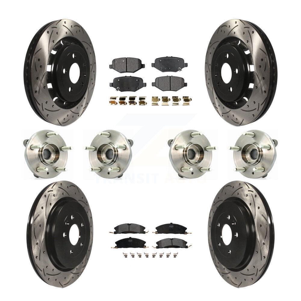 Hub Bearing Coat Brake Rotor Pads Front Rear Kit (10Pc) For Ford Flex Taurus MKS