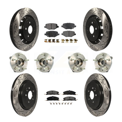 Hub Bearing Coat Brake Rotor Pads Front Rear Kit (10Pc) For Ford Flex Taurus MKS