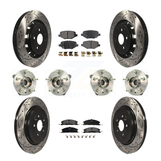 Hub Bearing Coat Brake Rotor Pads Front Rear Kit (10Pc) For Ford Flex Taurus MKS