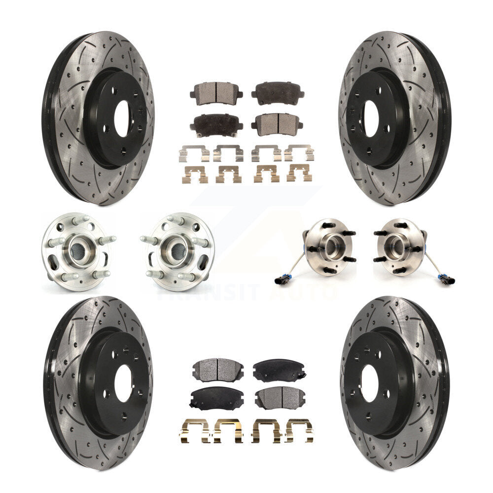 Hub Bearing Coated Brake Rotor & Pad Front Rear Kit (10Pc) For 2010 Buick Allure