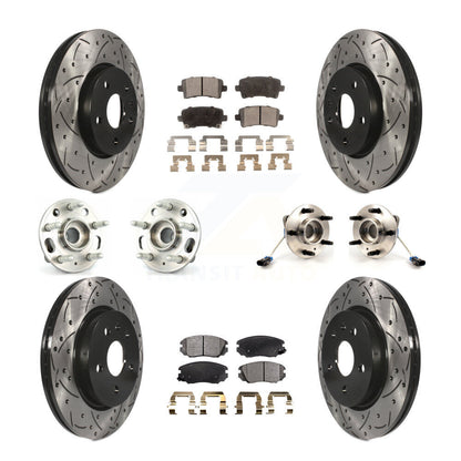 Hub Bearing Coated Brake Rotor & Pad Front Rear Kit (10Pc) For 2010 Buick Allure