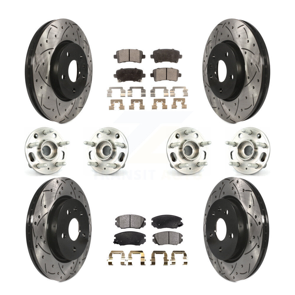 Hub Bearing Coated Brake Rotor & Pads Front Rear Kit (10Pc) For Chevrolet Malibu