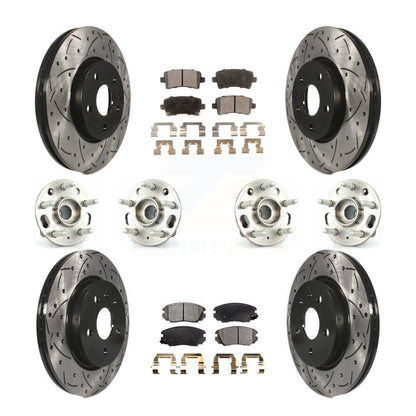 Hub Bearing Coated Brake Rotor & Pads Front Rear Kit (10Pc) For Chevrolet Malibu