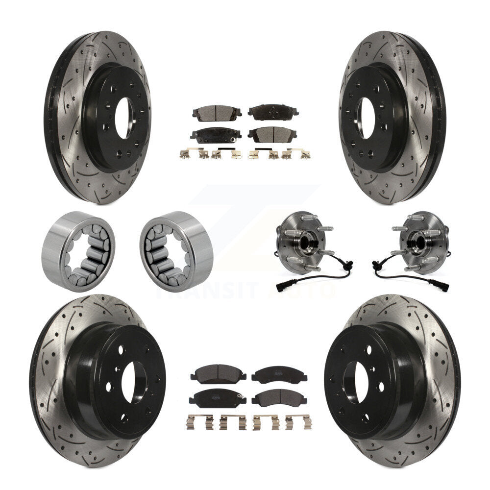 Hub Bearing Coat Brake Rotor Pads Shoe Front Rear Kit (10Pc) For GMC Sierra 1500