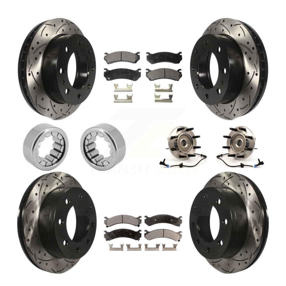 Hub Bearing Coated Brake Rotor Pad Shoe Front Rear Kit (10Pc) For Hummer H2 2500