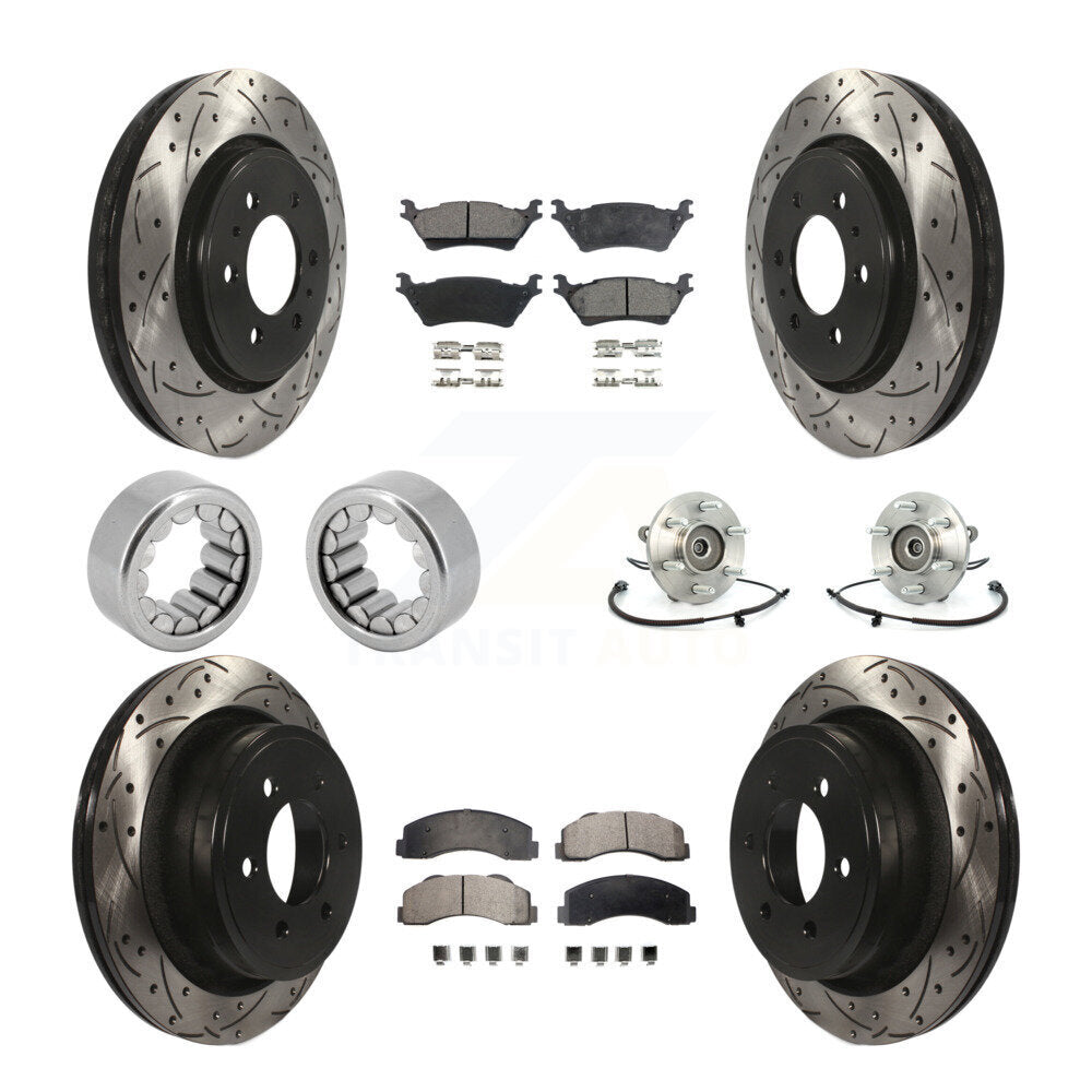 Hub Bearing Coated Brake Rotor Pad Shoe Front Rear Kit (10Pc) For Ford F-150 4WD