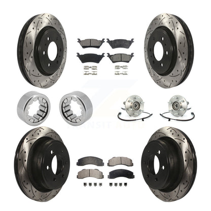 Hub Bearing Coated Brake Rotor Pad Shoe Front Rear Kit (10Pc) For Ford F-150 4WD