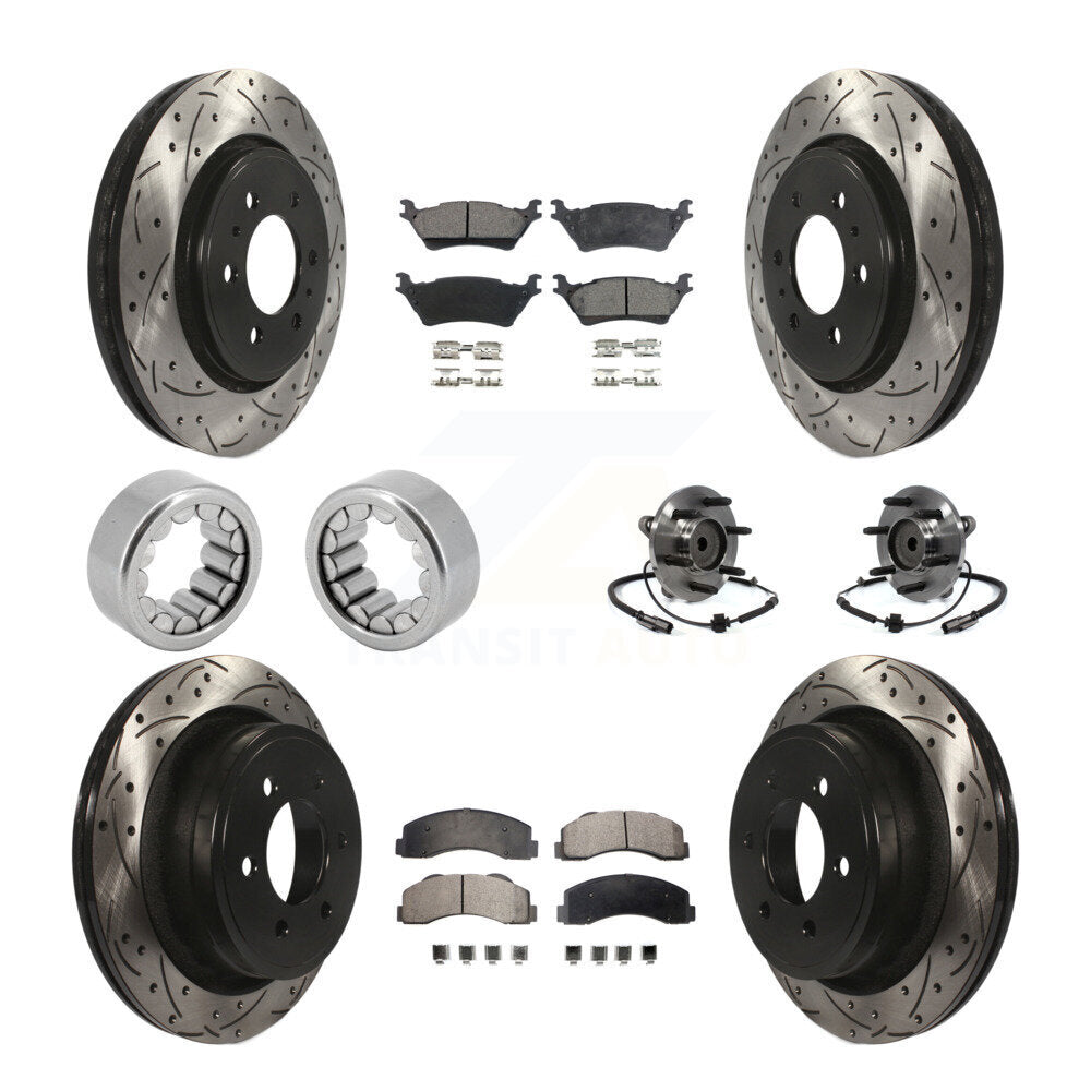 Hub Bearing Coated Brake Rotor Pad Shoe Front Rear Kit (10Pc) For Ford F-150 RWD