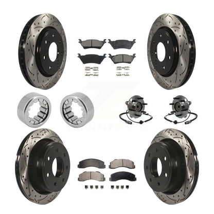 Hub Bearing Coated Brake Rotor Pad Shoe Front Rear Kit (10Pc) For Ford F-150 RWD