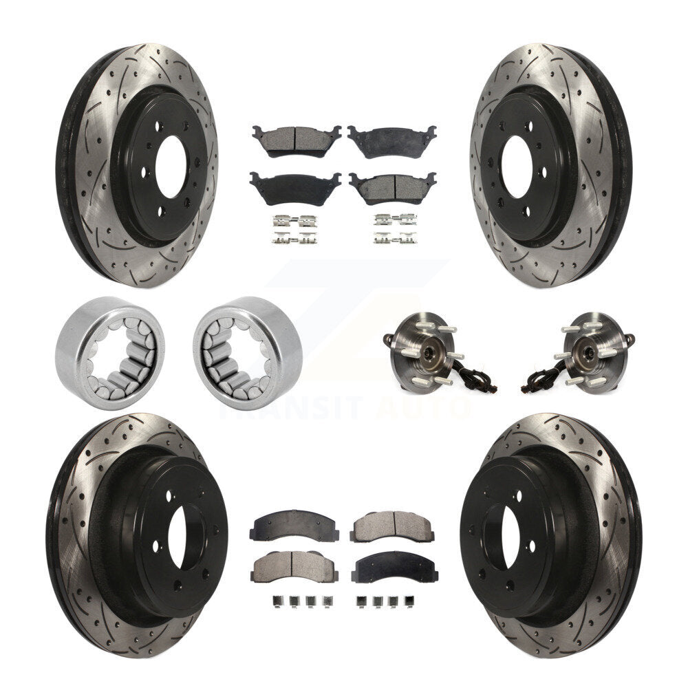 Hub Bearing Coated Brake Rotor And Pad Shoe Front Rear Kit (10Pc) For Ford F-150