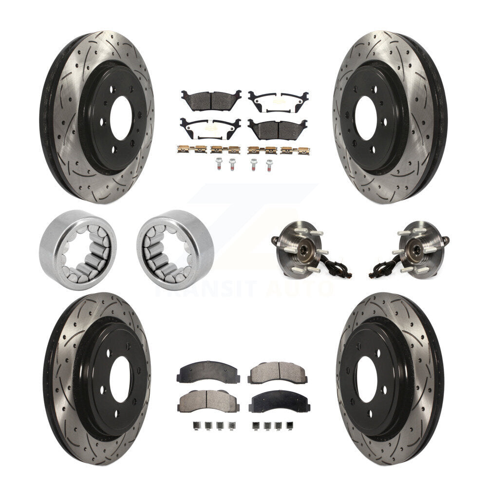 Hub Bearing Coated Brake Rotor And Pad Shoe Front Rear Kit (10Pc) For Ford F-150