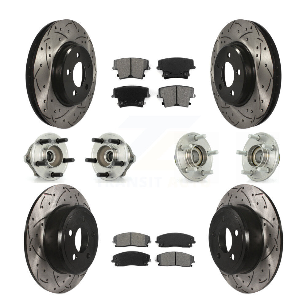 Hub Bearing Coated Brake Rotor Pads Front Rear Kit (10Pc) For Chrysler 300 Dodge