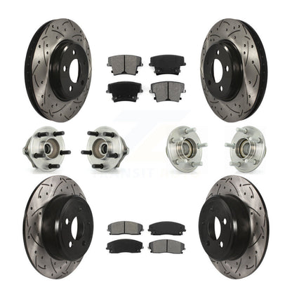 Hub Bearing Coated Brake Rotor Pads Front Rear Kit (10Pc) For Chrysler 300 Dodge