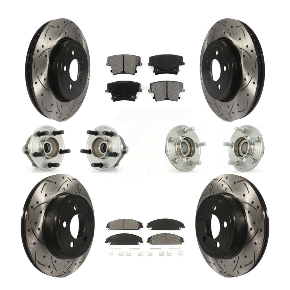 Hub Bearing Coated Brake Rotor Pads Front Rear Kit (10Pc) For Chrysler 300 Dodge