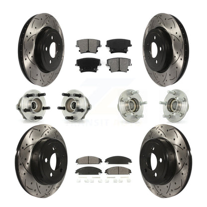 Hub Bearing Coated Brake Rotor Pads Front Rear Kit (10Pc) For Chrysler 300 Dodge