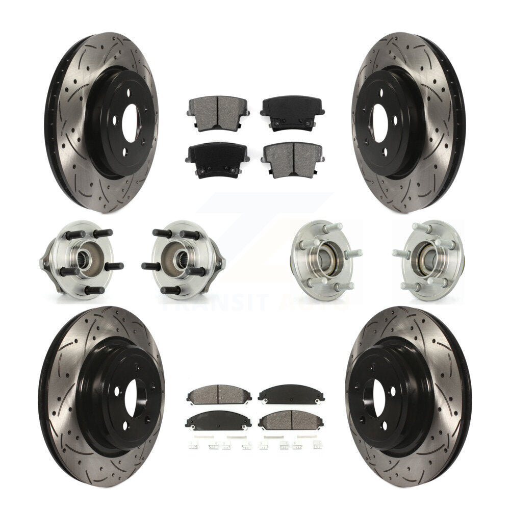Hub Bearing Coated Disc Brake Rotor Pads Front Rear Kit (10Pc) For Dodge Charger