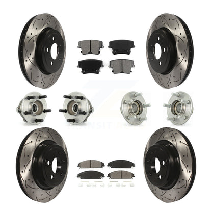 Hub Bearing Coated Disc Brake Rotor Pads Front Rear Kit (10Pc) For Dodge Charger