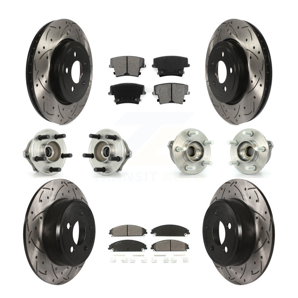 Hub Bearing Coated Disc Brake Rotor & Pad Front Rear Kit (10Pc) For Chrysler 300