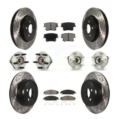 Hub Bearing Coated Disc Brake Rotor & Pad Front Rear Kit (10Pc) For Chrysler 300