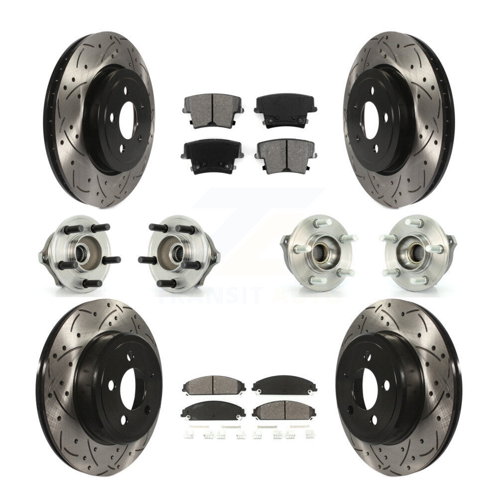 Hub Bearing Coated Brake Rotor Pads Front Rear Kit (10Pc) For Chrysler 300 Dodge