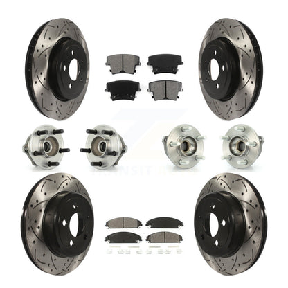 Hub Bearing Coated Brake Rotor Pads Front Rear Kit (10Pc) For Chrysler 300 Dodge