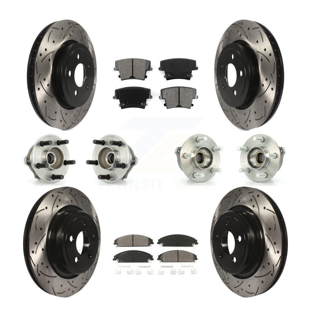 Hub Bearing Coated Disc Brake Rotor Pads Front Rear Kit (10Pc) For Dodge Charger