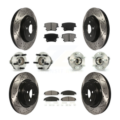 Hub Bearing Coated Disc Brake Rotor Pads Front Rear Kit (10Pc) For Dodge Charger