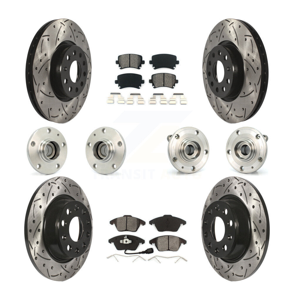 Hub Bearing Coat Brake Rotor Pads Front Rear Kit (10Pc) For Volkswagen CC Passat