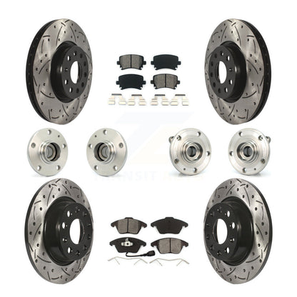 Hub Bearing Coat Brake Rotor Pads Front Rear Kit (10Pc) For Volkswagen CC Passat