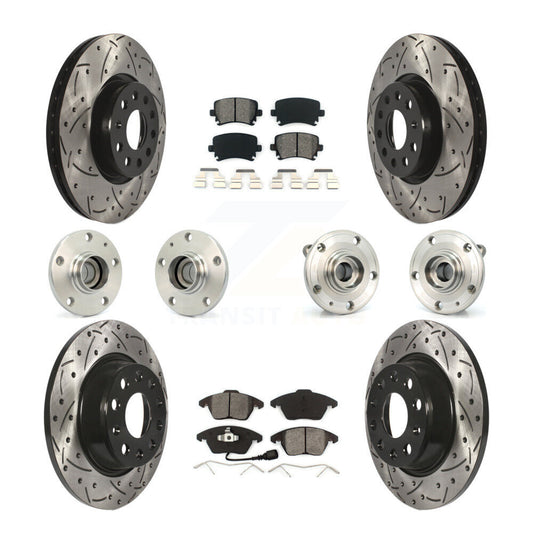 Hub Bearing Coat Brake Rotor Pads Front Rear Kit (10Pc) For Volkswagen CC Passat