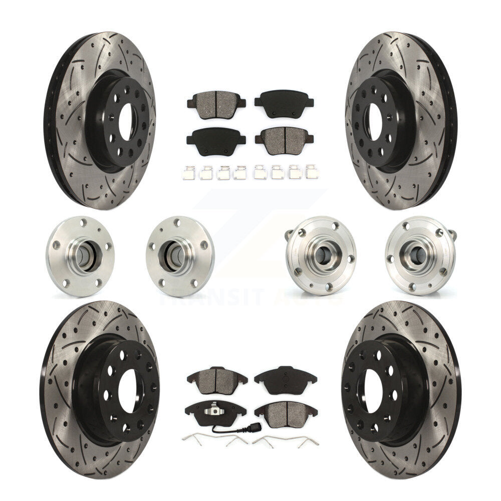 Hub Bearing Coat Brake Rotor Pad Front Rear Kit (10Pc) For Volkswagen Beetle GTI
