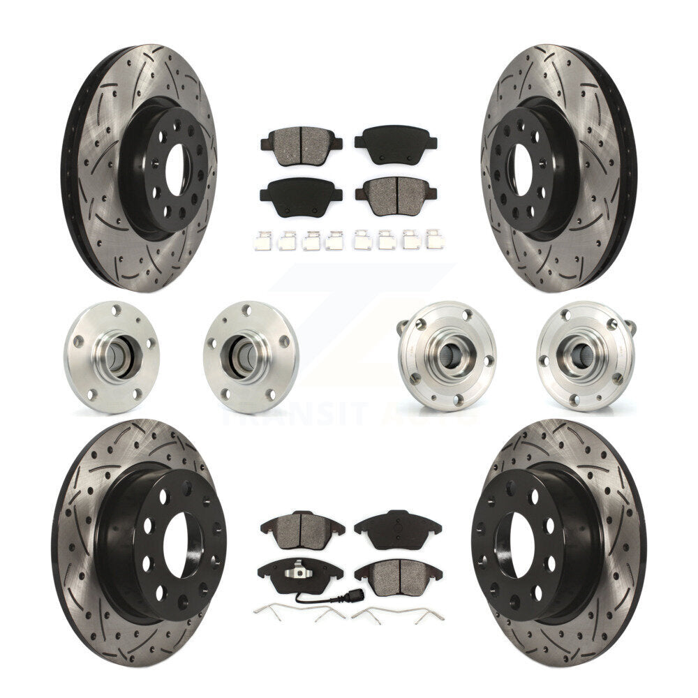 Hub Bearing Coat Brake Rotor Pad Front Rear Kit (10Pc) For Volkswagen Jetta 2.0L