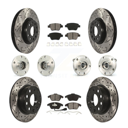 Hub Bearing Coat Brake Rotor Pad Front Rear Kit (10Pc) For Volkswagen Jetta 2.0L
