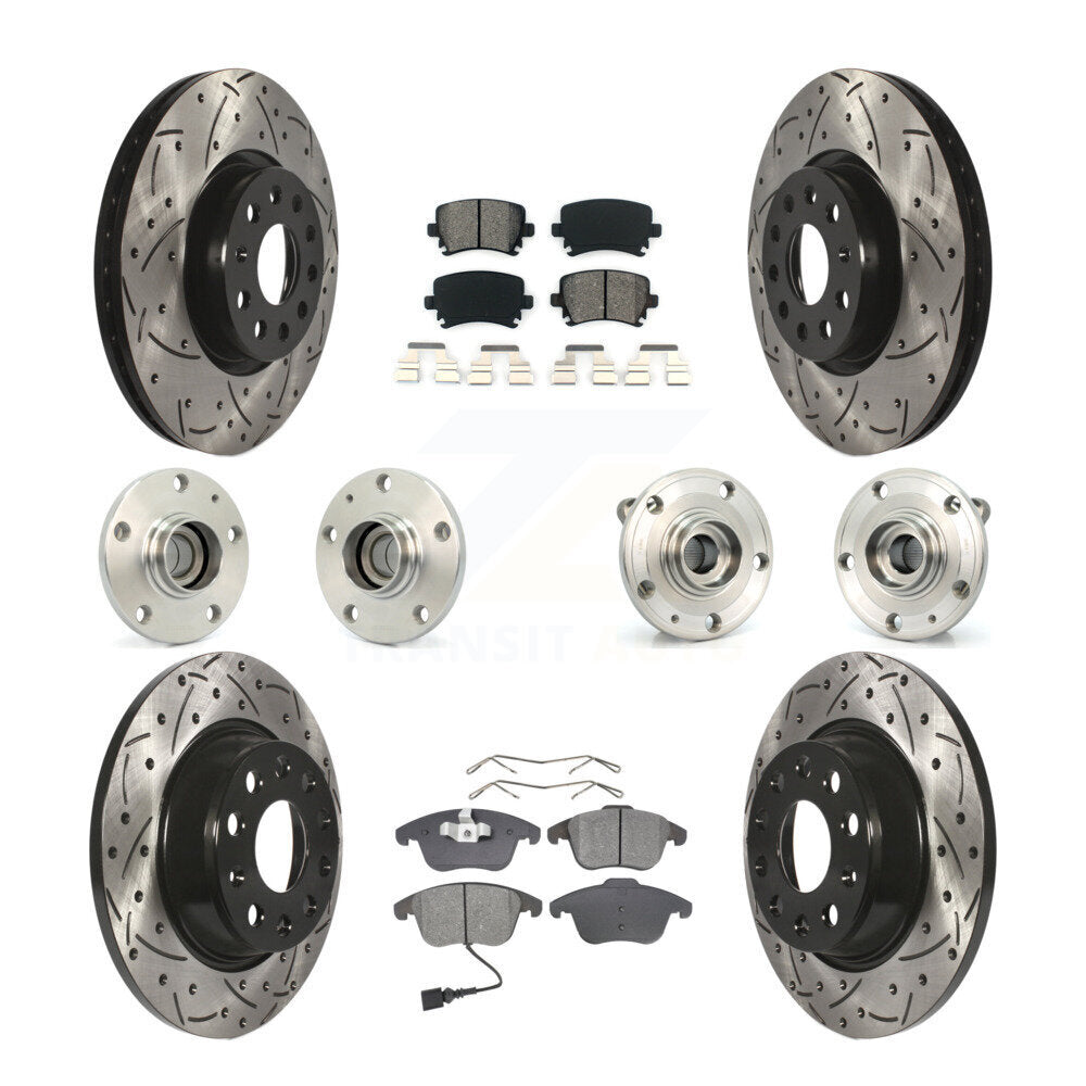 Hub Bearing Coat Brake Rotor Pads Front Rear Kit (10Pc) For Volkswagen Tiguan Q3