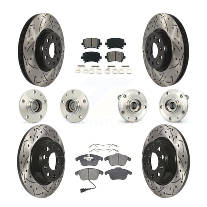 Hub Bearing Coat Brake Rotor Pads Front Rear Kit (10Pc) For Volkswagen Tiguan Q3