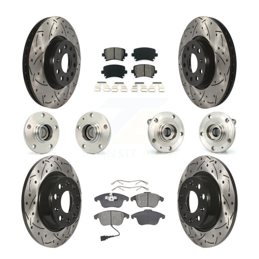 Hub Bearing Coat Brake Rotor Pads Front Rear Kit (10Pc) For Volkswagen Tiguan Q3