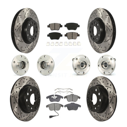 Hub Bearing Coated Brake Rotor & Pad Front Rear Kit (10Pc) For Volkswagen Passat