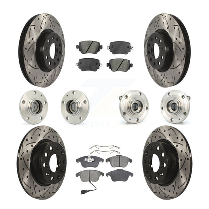 Hub Bearing Coated Brake Rotor & Pad Front Rear Kit (10Pc) For Volkswagen Passat