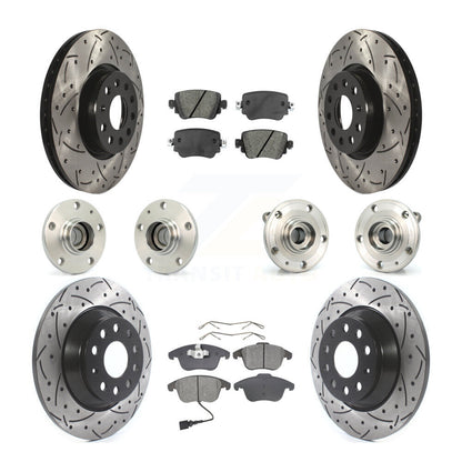 Hub Bearing Coated Brake Rotor & Pad Front Rear Kit (10Pc) For 2016-2018 Audi Q3