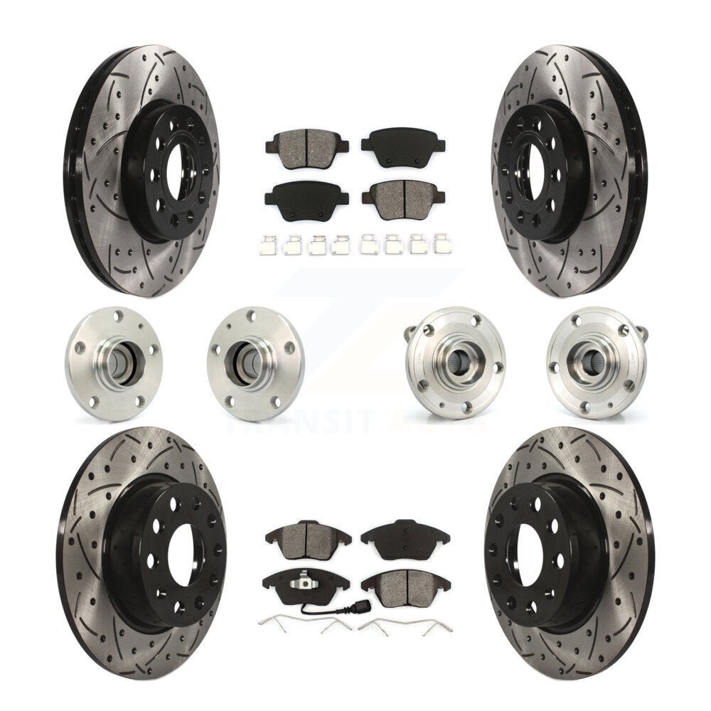 Hub Bearing Coated Brake Rotor & Pad Front Rear Kit (10Pc) For Volkswagen Beetle