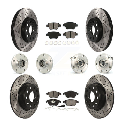 Hub Bearing Coated Brake Rotor & Pad Front Rear Kit (10Pc) For Volkswagen Beetle