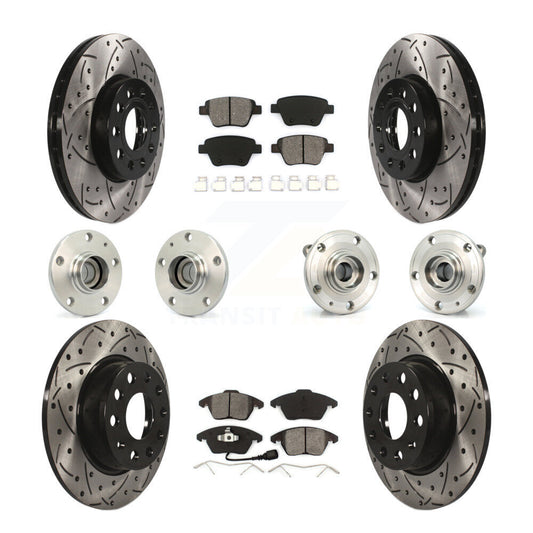 Hub Bearing Coated Brake Rotor & Pad Front Rear Kit (10Pc) For Volkswagen Beetle