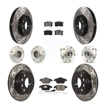 Hub Bearing Coated Brake Rotor & Pads Front Rear Kit (10Pc) For Volkswagen Jetta