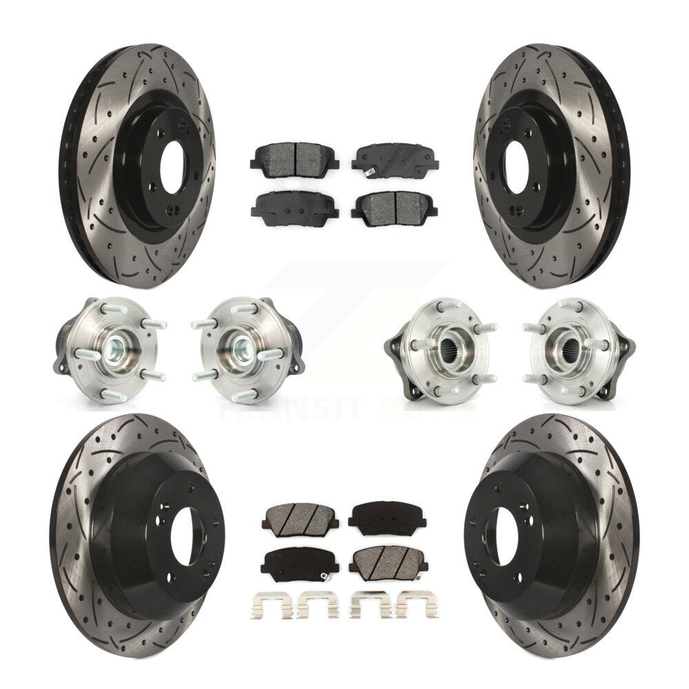 Hub Bearing Coat Brake Rotor Pad Front Rear Kit (10Pc) For 14-15 Kia Sorento FWD