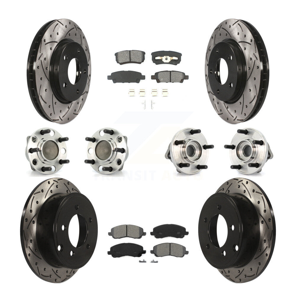 Hub Bearing Coated Disc Brake Rotor Pads Front Rear Kit (10Pc) For Dodge Caliber