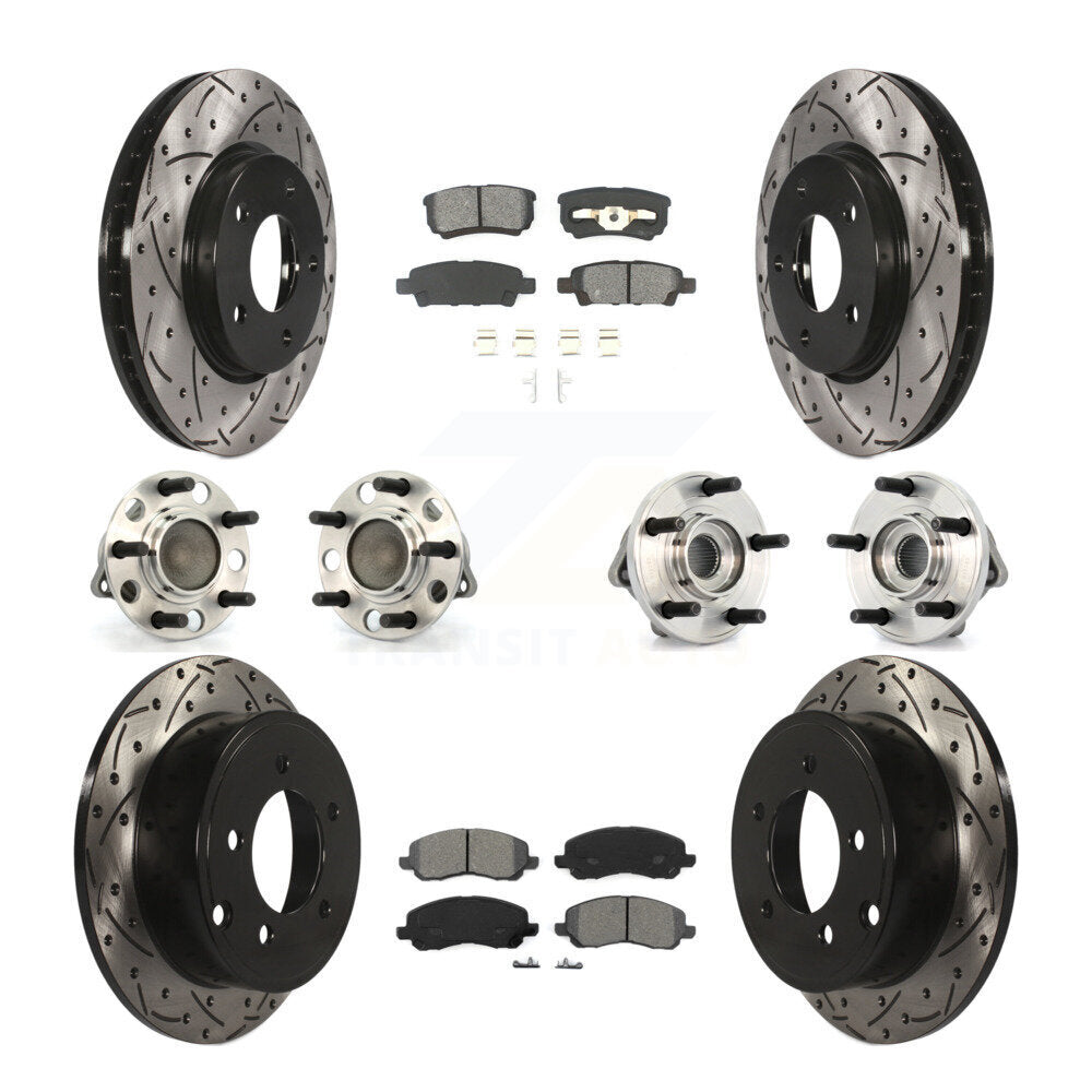 Hub Bearing Coated Disc Brake Rotor Pads Front Rear Kit (10Pc) For Dodge Caliber