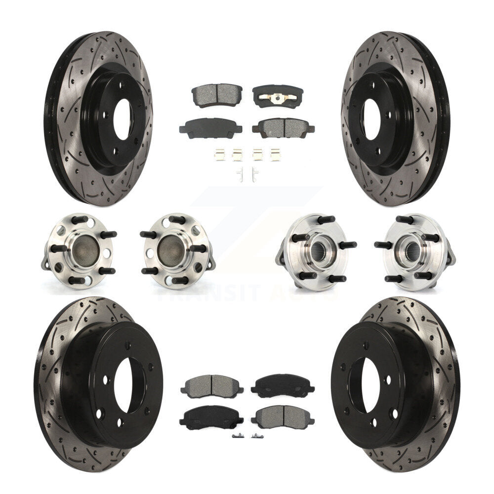 Hub Bearing Coated Brake Rotor Pads Front Rear Kit (10Pc) For Chrysler Dodge 200
