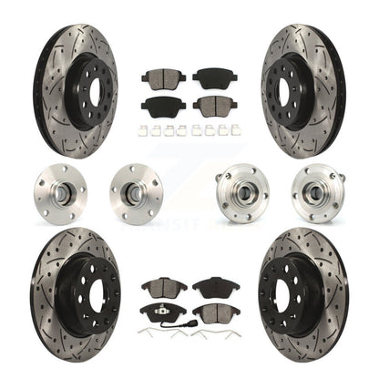 Hub Bearing Coated Disc Brake Rotor Pad Front Rear Kit (10Pc) For Volkswagen GTI