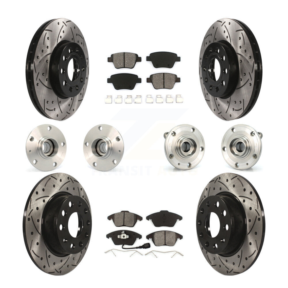 Hub Bearing Coated Brake Rotor & Pad Front Rear Kit (10Pc) For Volkswagen Beetle
